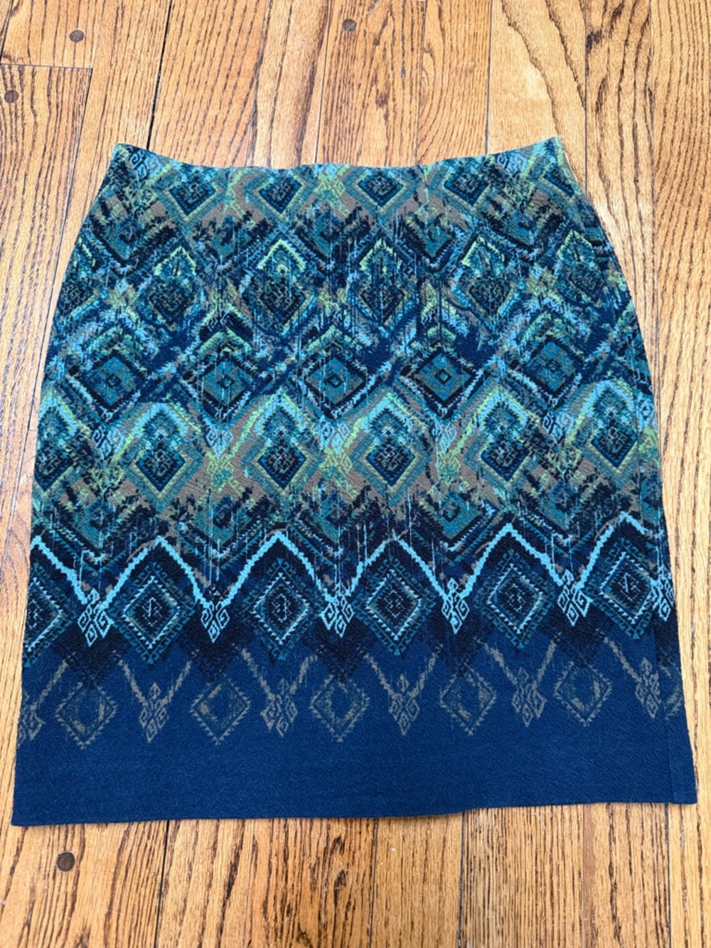 J. Jill sz XS Petite Gorgeous blue green pull on skirt nice texture & weight